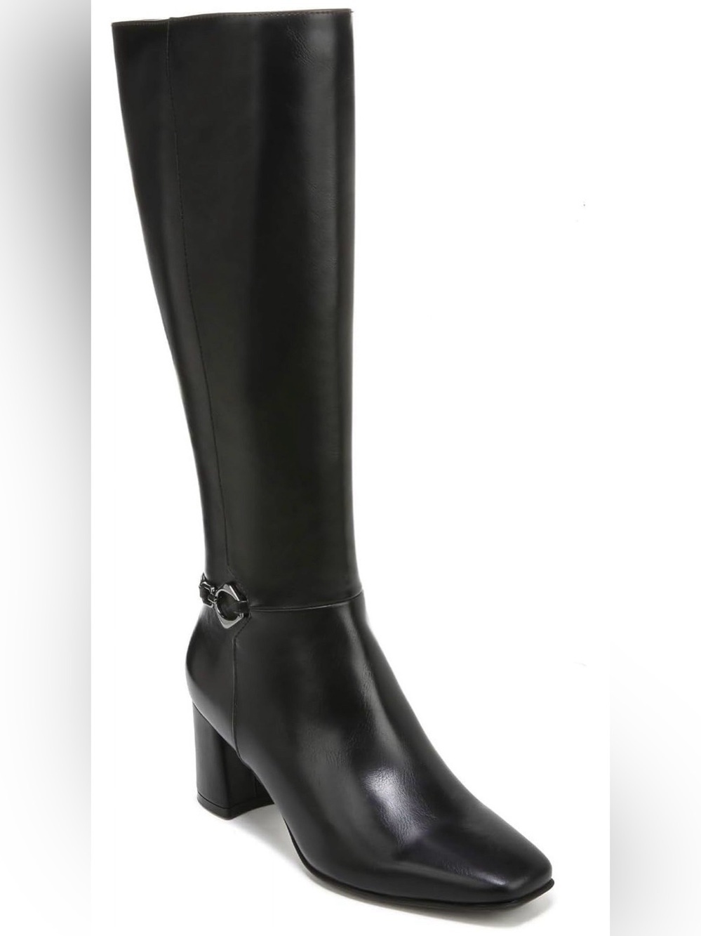 Naturalizer Black Knee-High Block Heel Boots with Ring Accent Size 8